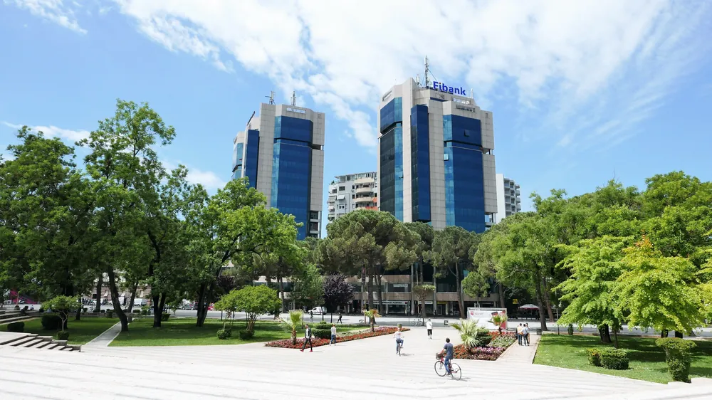 Modern business district in Tirana